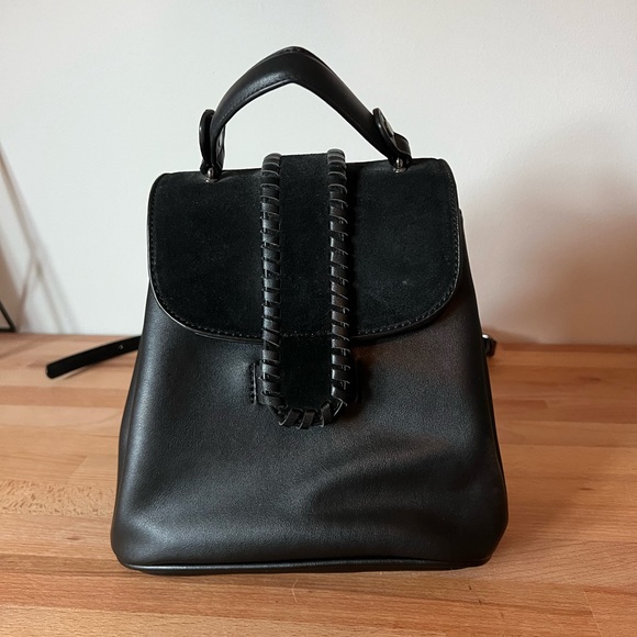 Black, leather mini backpack - Picture 1 of 3